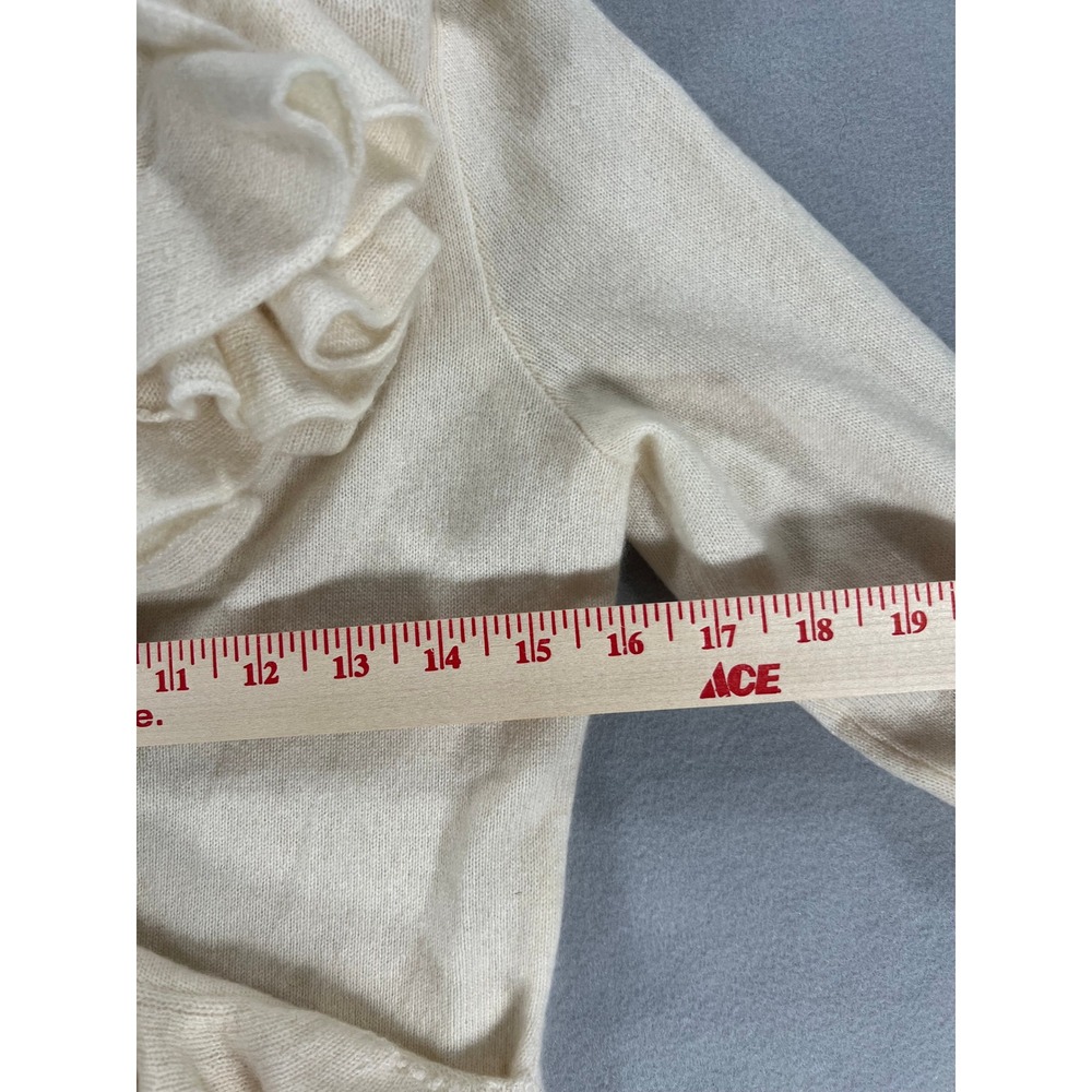 RARE Ralph Lauren Black Label Cream Cashmere Ruffle Sweater Coquette Victorian M - Picture 8 of 10